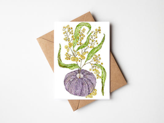 Wattle & Sea urchin Greeting Card